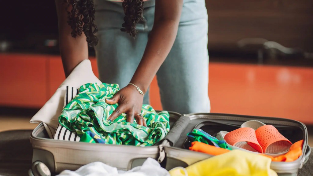 Packing for a blind itinerary trip with outfits for multiple activities.